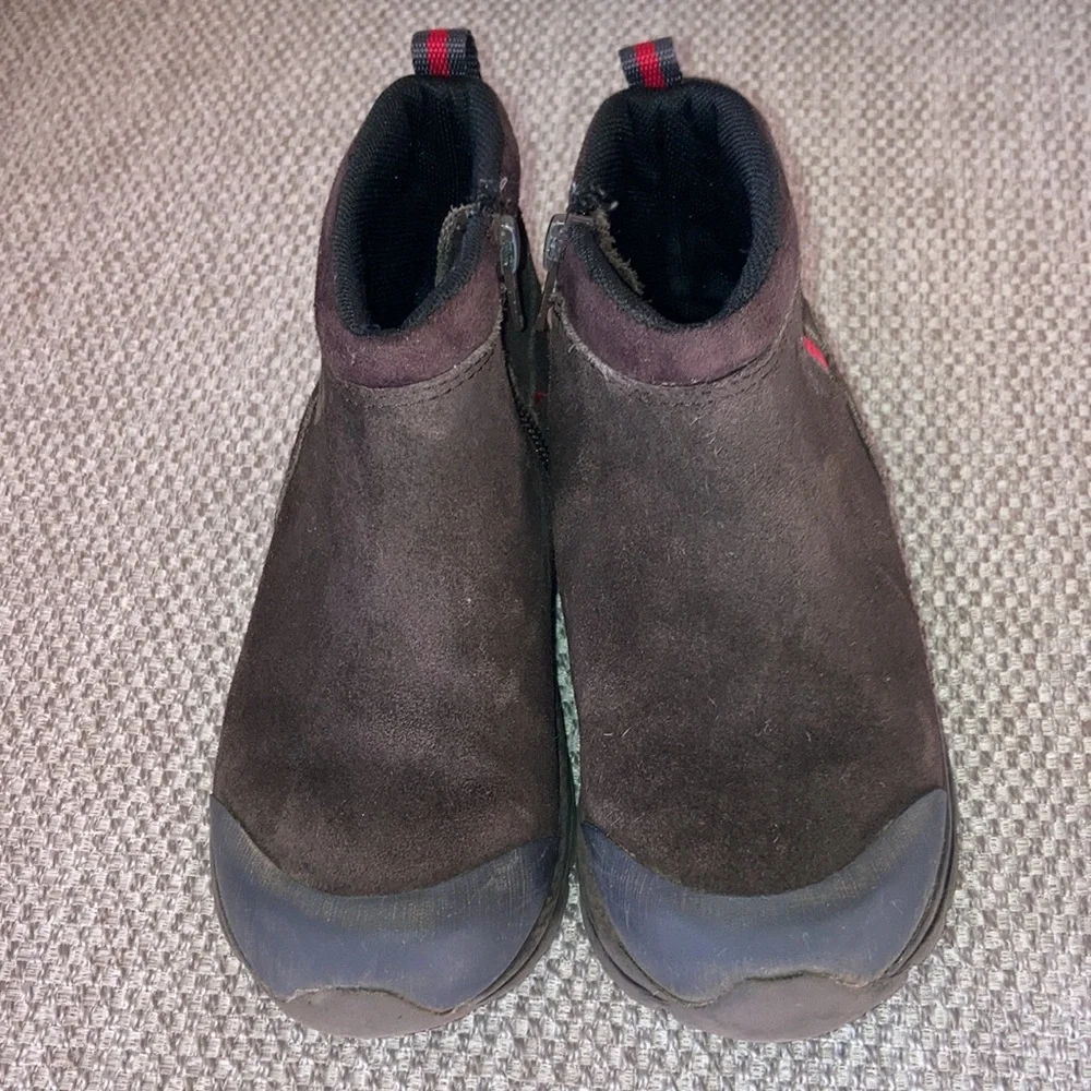 LANDS END All Weather Zip Pull On Suede Leather Toddler Boots Brown Size 11